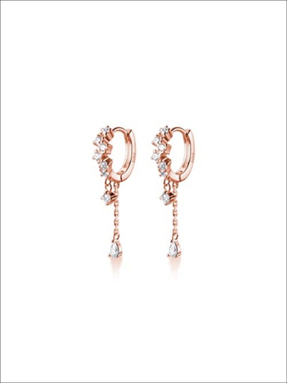 925 Sterling Silver CZ Teardrop Hoop Dangle Earrings Water Droplet Drop